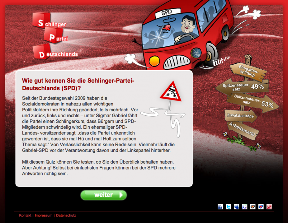 Netzkampagne der CDU: SPD - die "Schlinger-Partei Deutschlands"