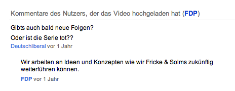 Kommentar zu "Fricke & Solms" im FDP-Channel bei YouTube